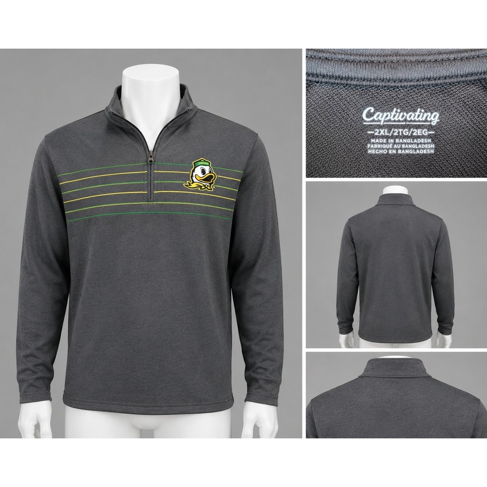 Captivating Men's Oregon Ducks Quarter Zip Pullover Sweatshirt 2XL TG